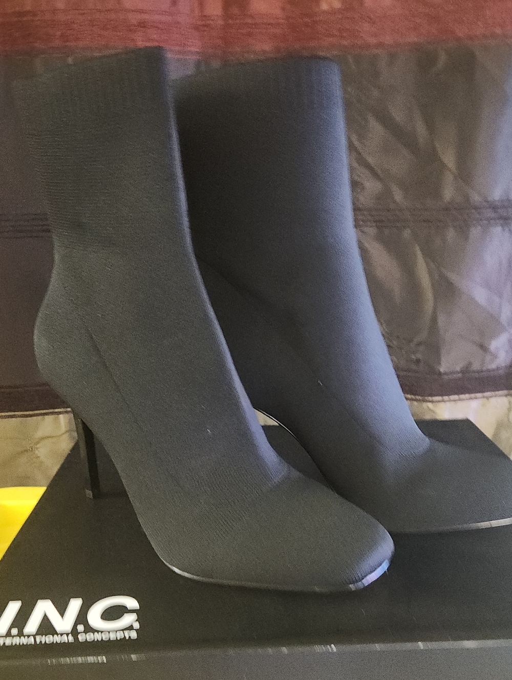 INC International Concepts Black Stretch Sock Ankle Booties